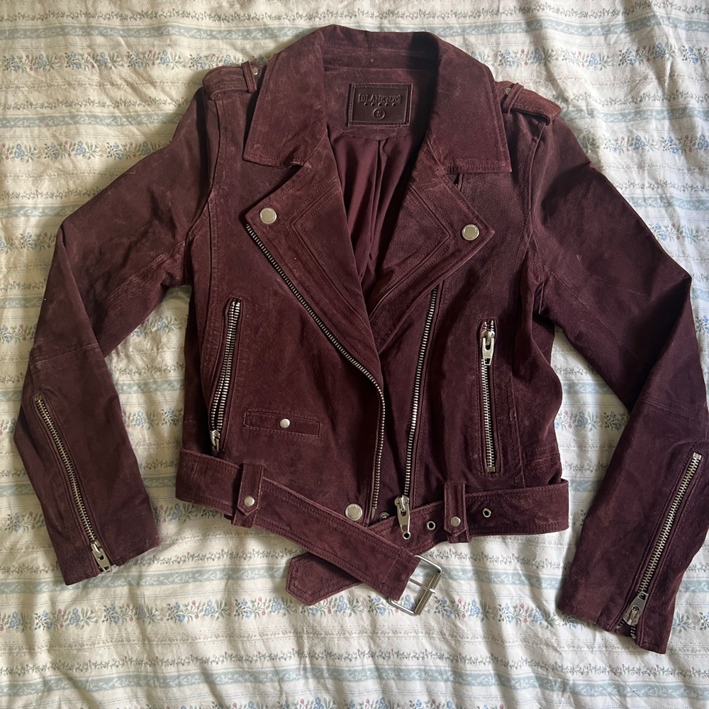 Blank NYC Dark Burgundy Suede Moto Jacket